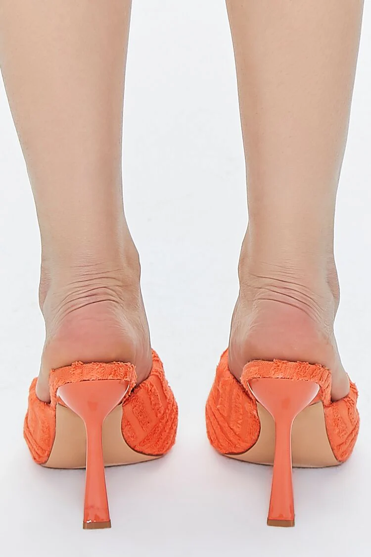 Terry Cloth Open-Toe Stiletto Heels - Image 3