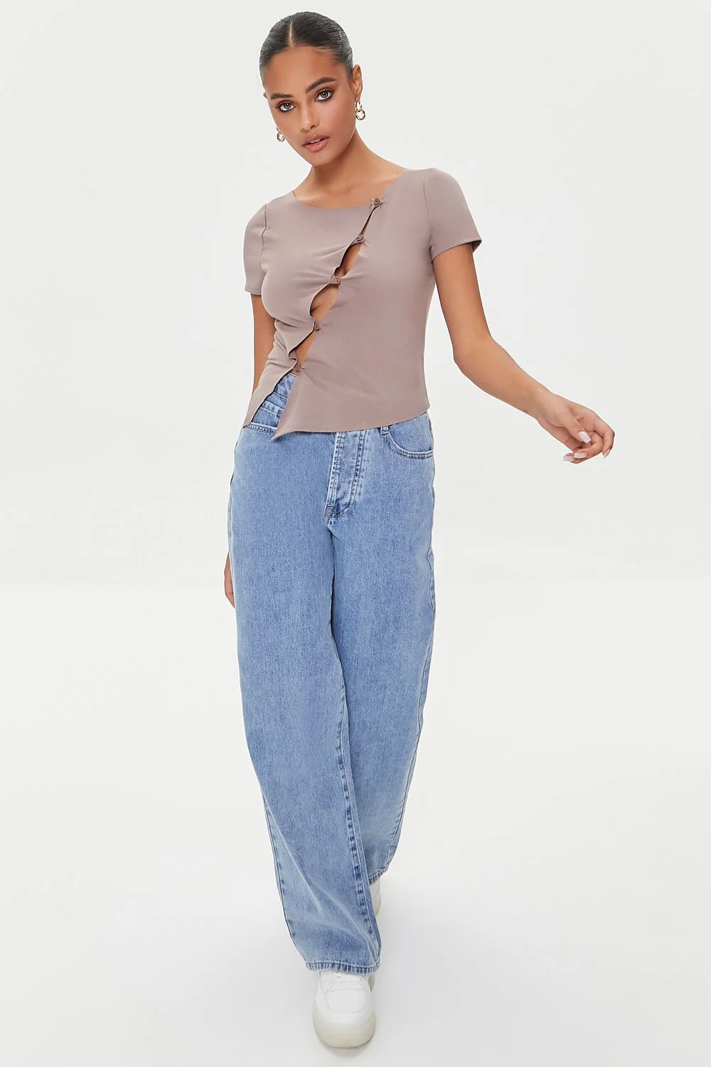 Cutout Button-Loop Tee - Image 10