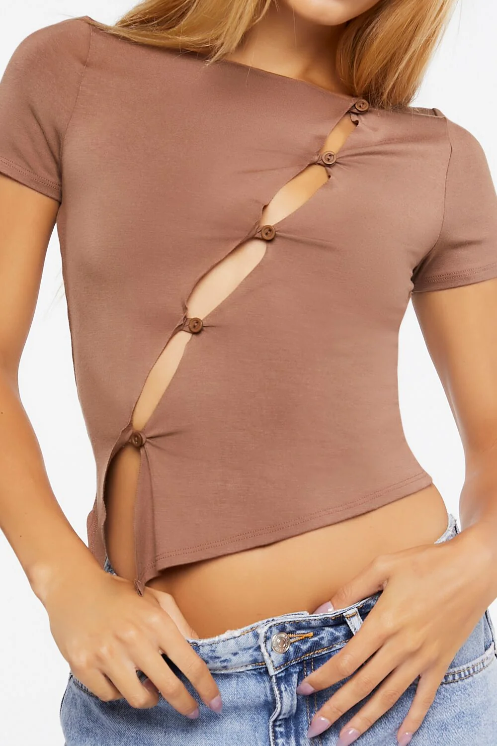 Cutout Button-Loop Tee - Image 31