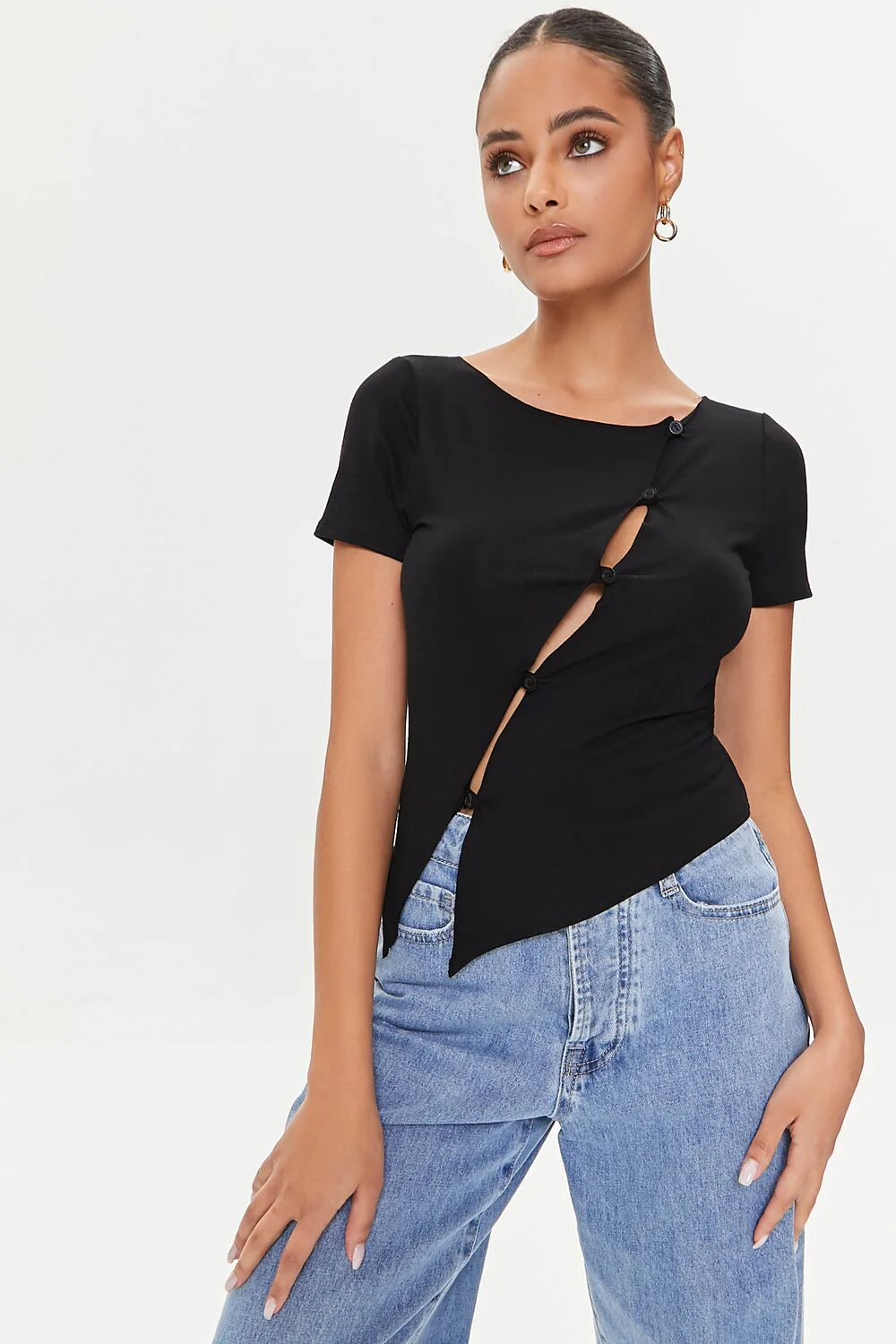 Cutout Button-Loop Tee - Image 6