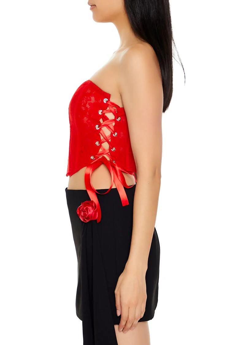 Lace Corset Tube Crop Top - Image 15