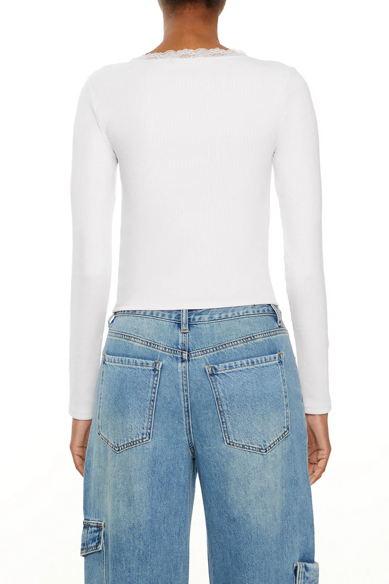 Ribbed Lace-Trim Top - Image 5