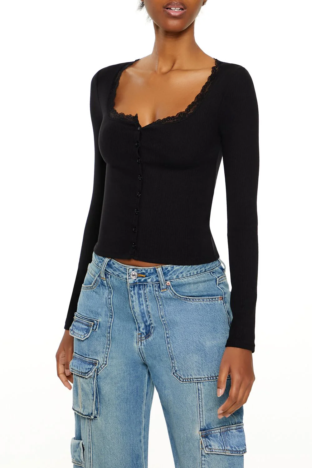 Ribbed Lace-Trim Top - Image 6