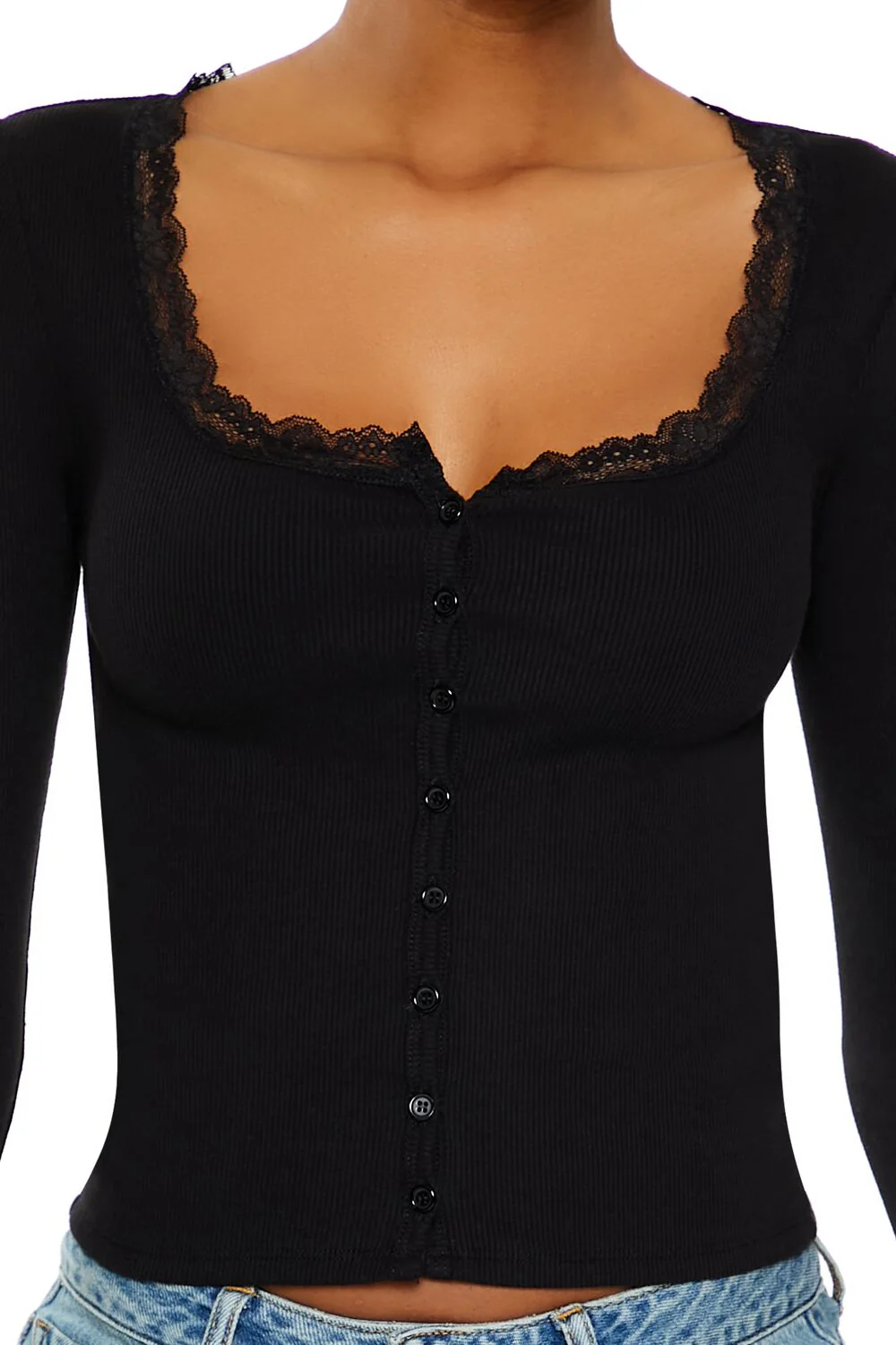 Ribbed Lace-Trim Top - Image 8