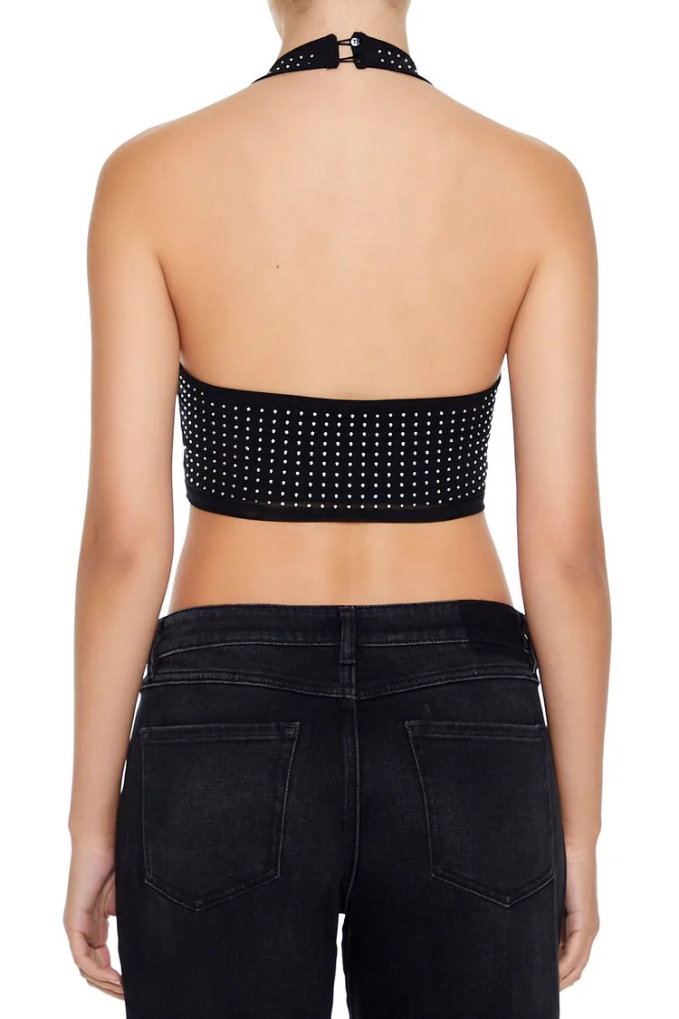 Sequin Halter Crop Top - Image 3