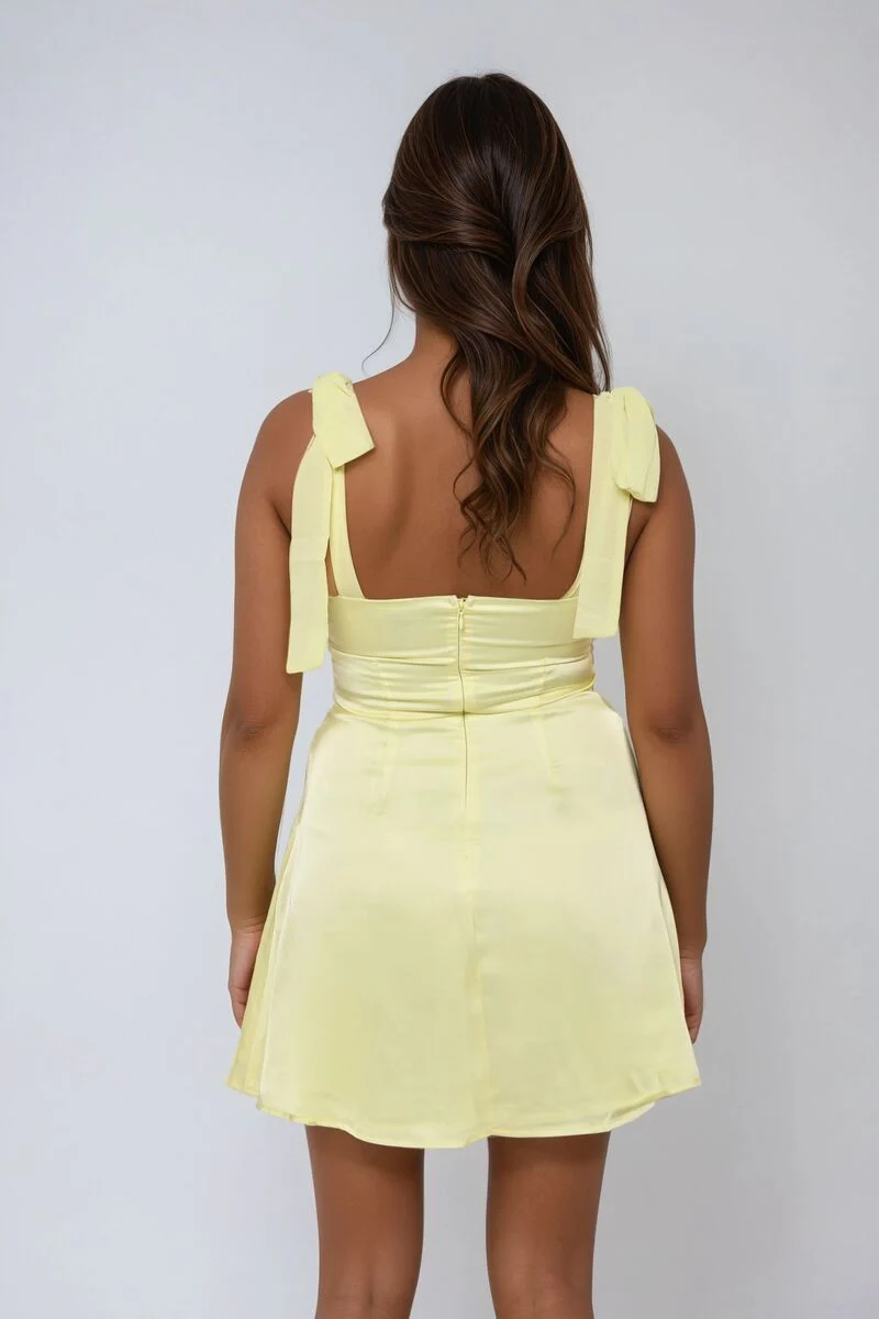 Satin Bow-Strap Corset Mini Dress - Image 5