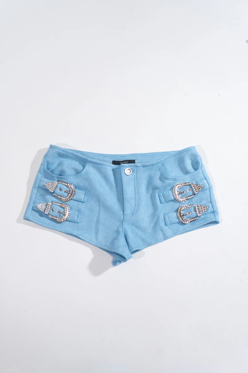 Rhinestone Buckle Low-Rise Shorts - Image 3