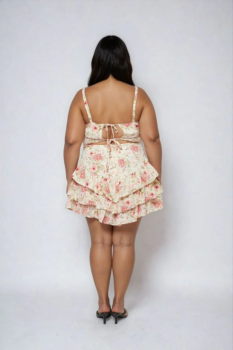 Plus Size Floral Ruffled Mini Dress - Image 3