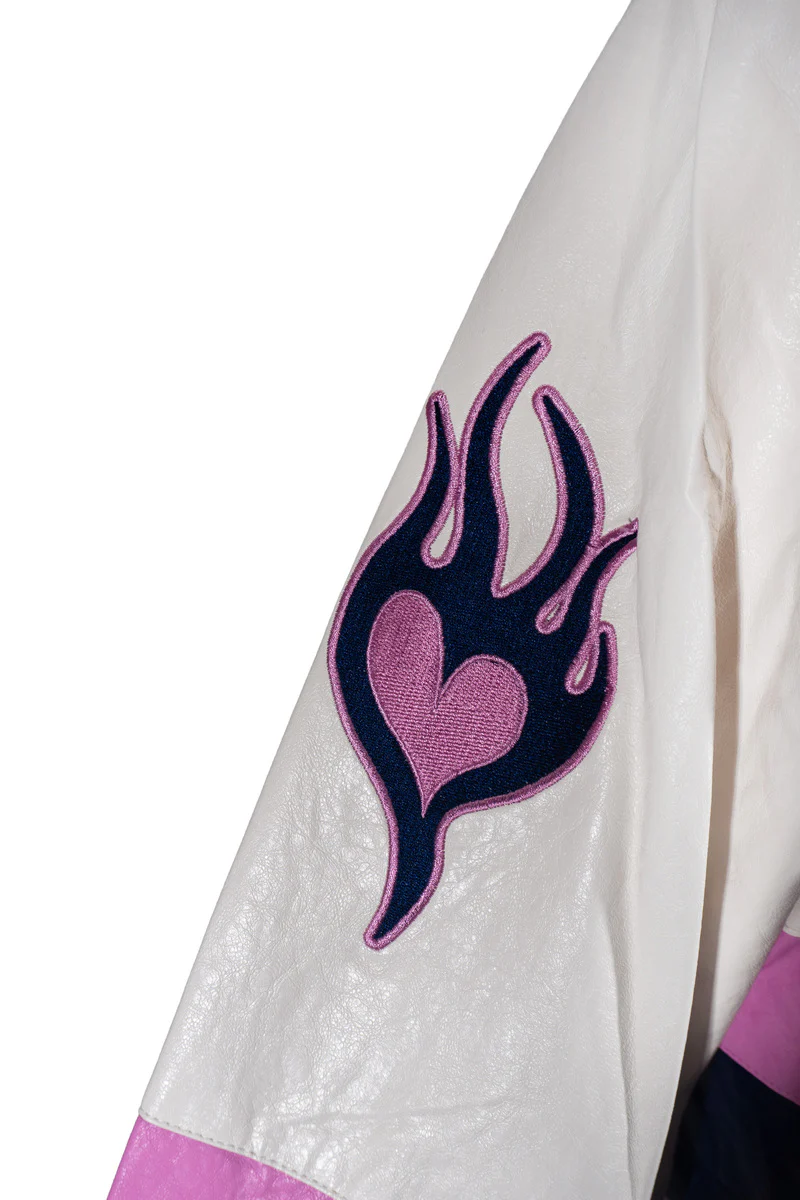 Plus Size Cropped Faux Leather Colorblock Zip-Up Jacket - Image 3