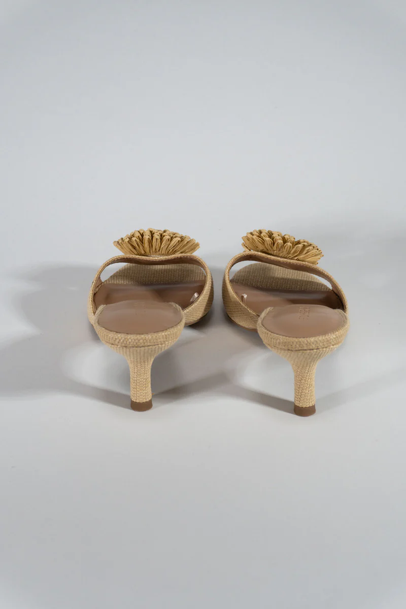 Floral Raffia Kitten Heel Sandals - Image 3