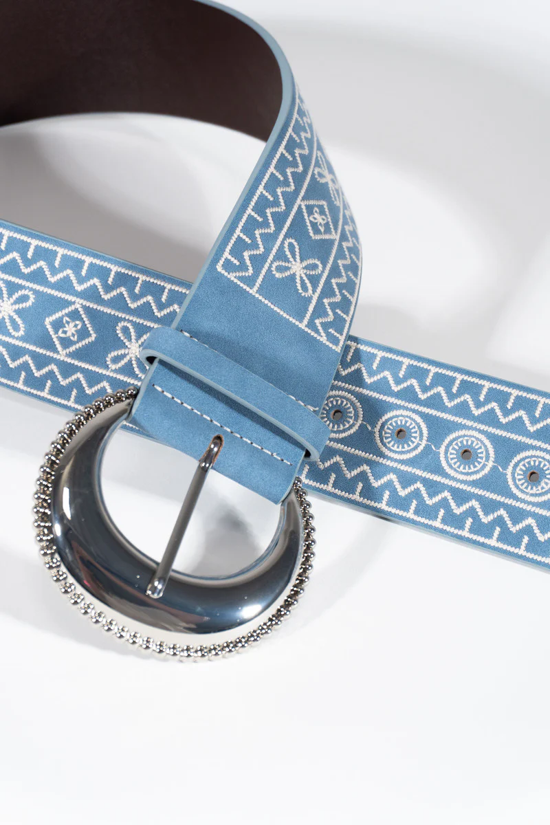 Embroidered Faux Leather Belt - Image 3
