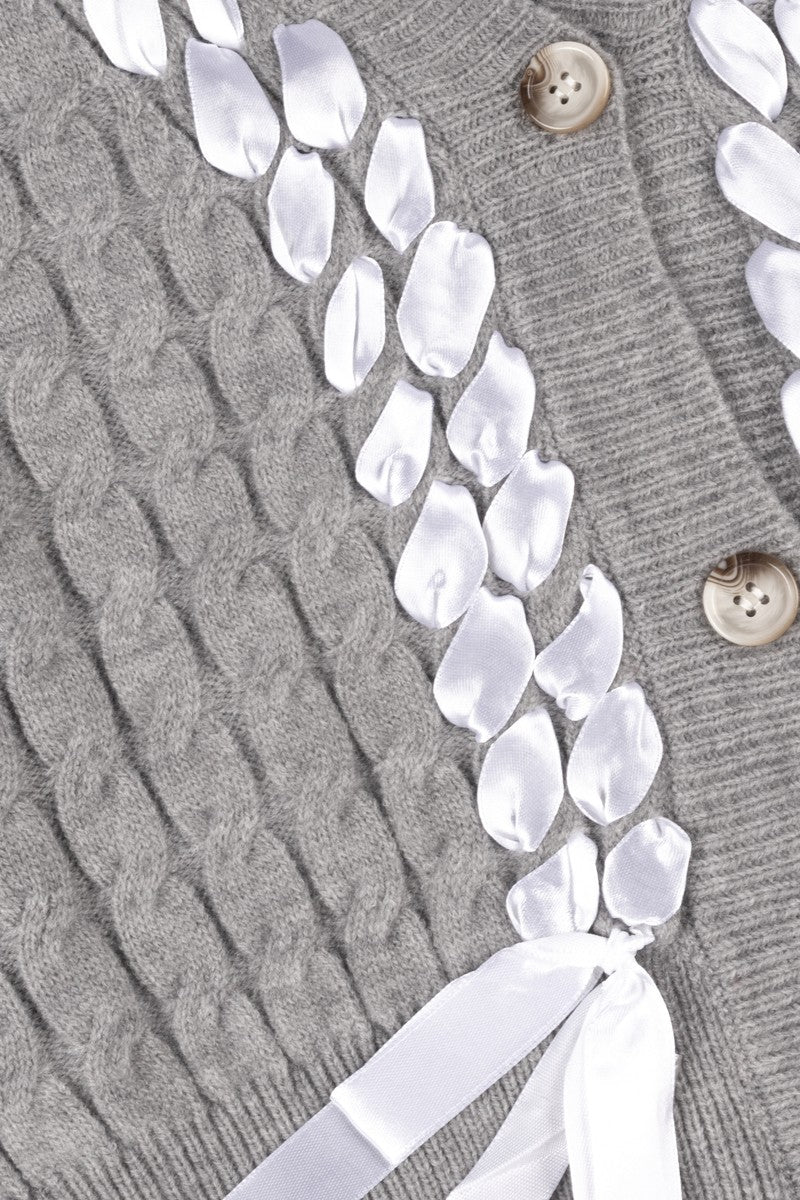 Braided Ribbon Cropped Cardigan Sweater - Image 6
