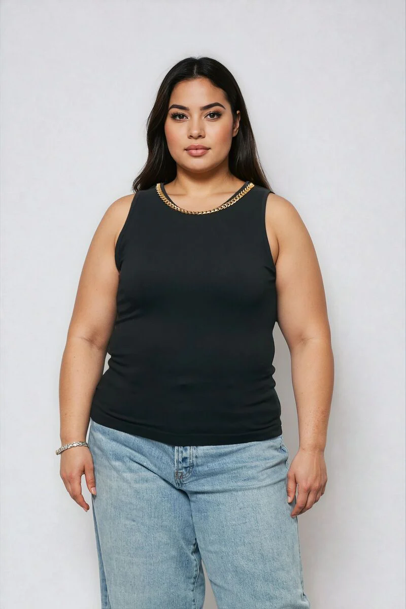 Plus Size Seamless Chain-Trim Tank - Image 4