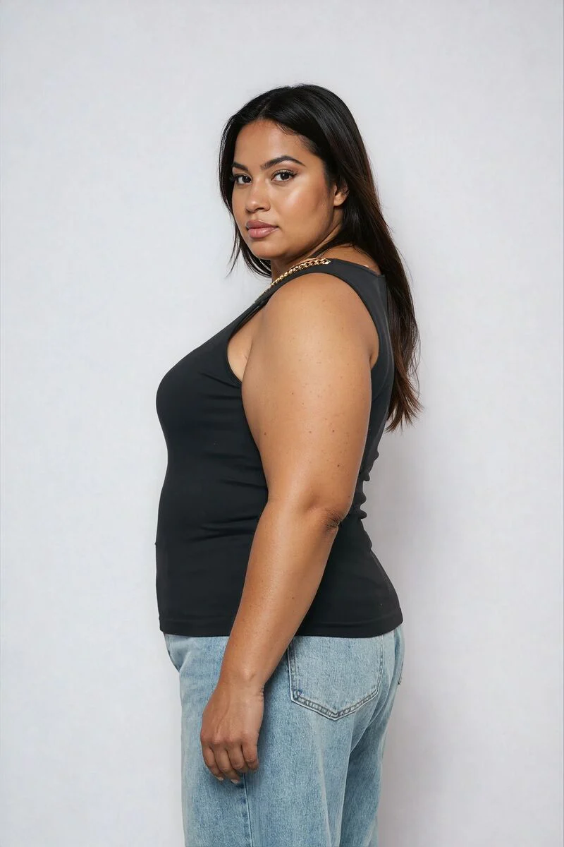 Plus Size Seamless Chain-Trim Tank - Image 5