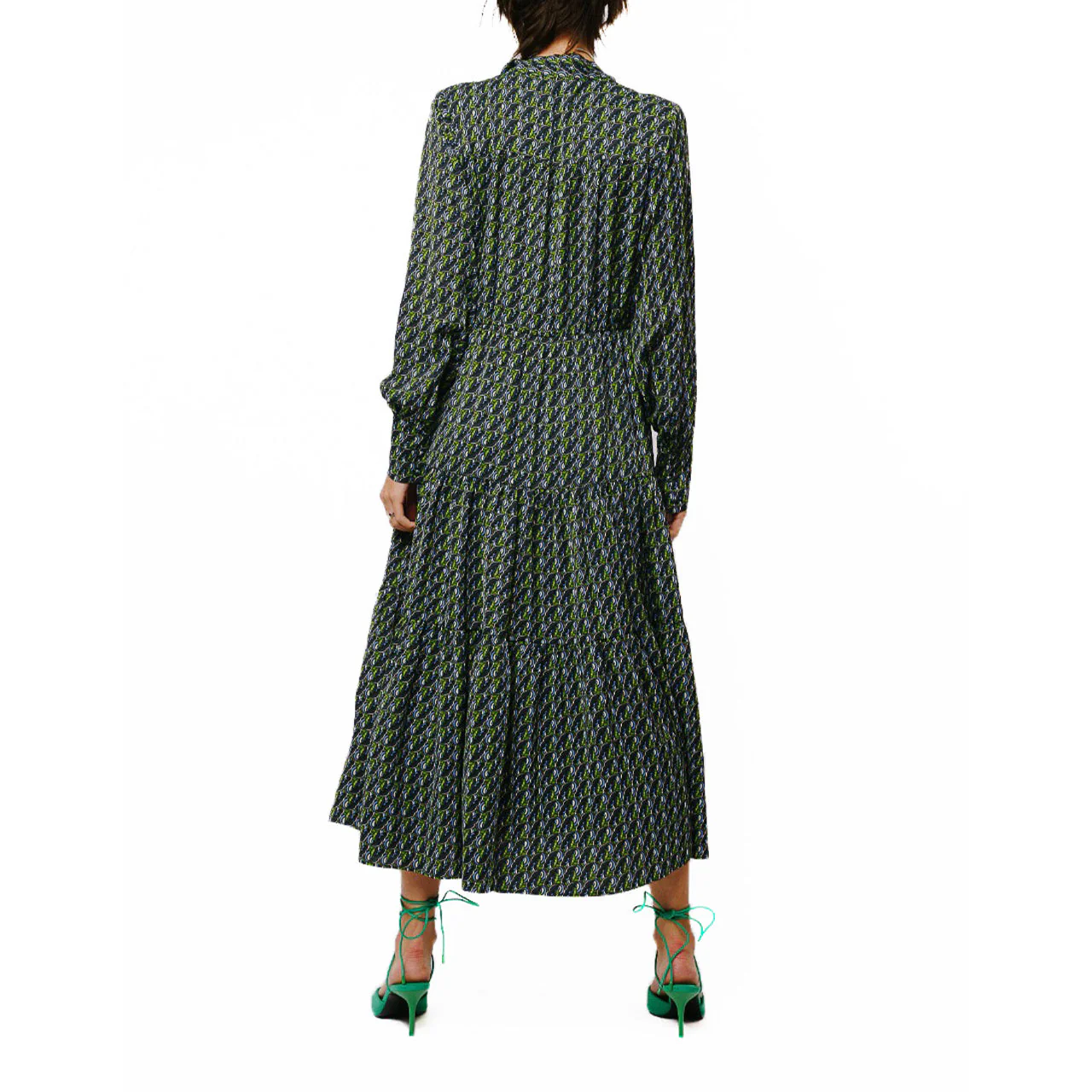 Zamara Tie Neck Long Sleeve Tier Maxi Dress - Image 3