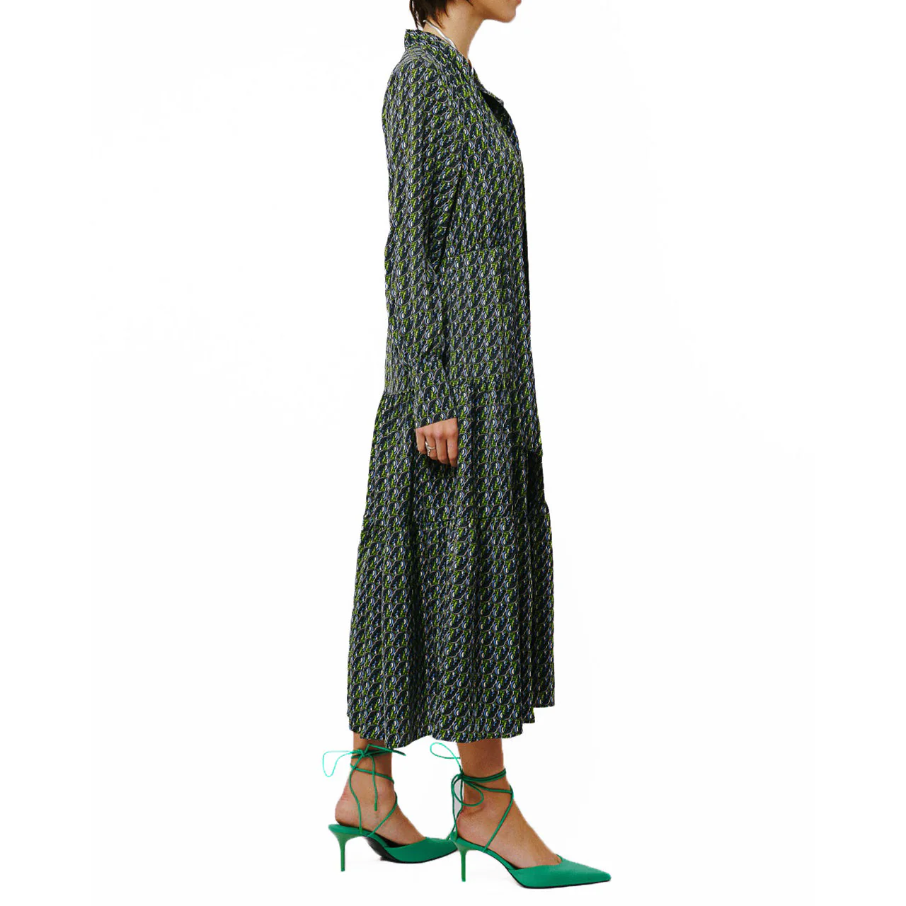 Zamara Tie Neck Long Sleeve Tier Maxi Dress - Image 4